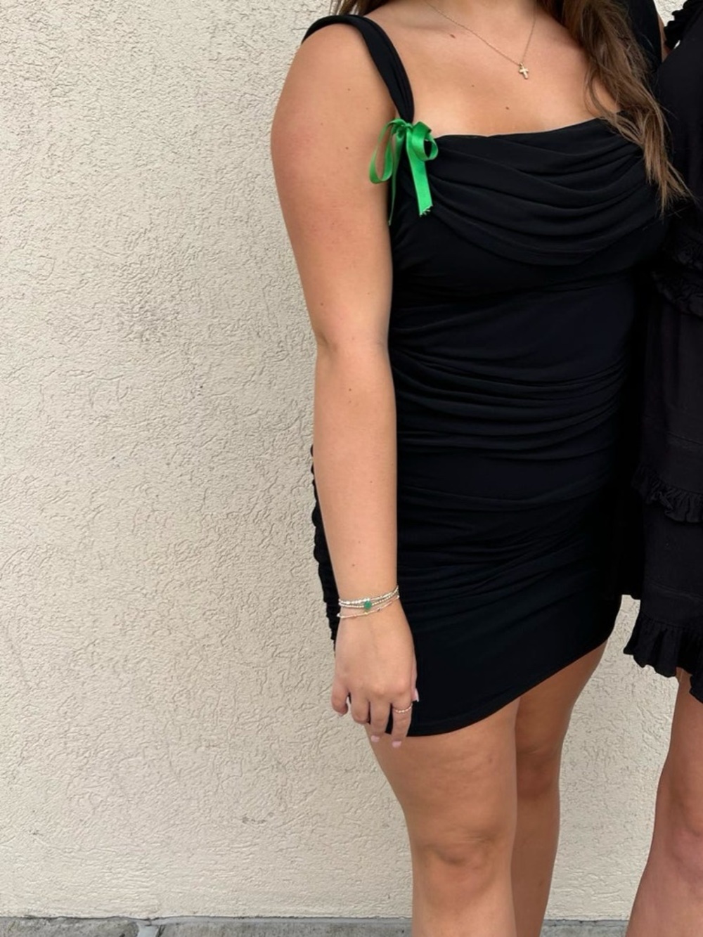 Sleeveless Black Ruched Mini Dress
